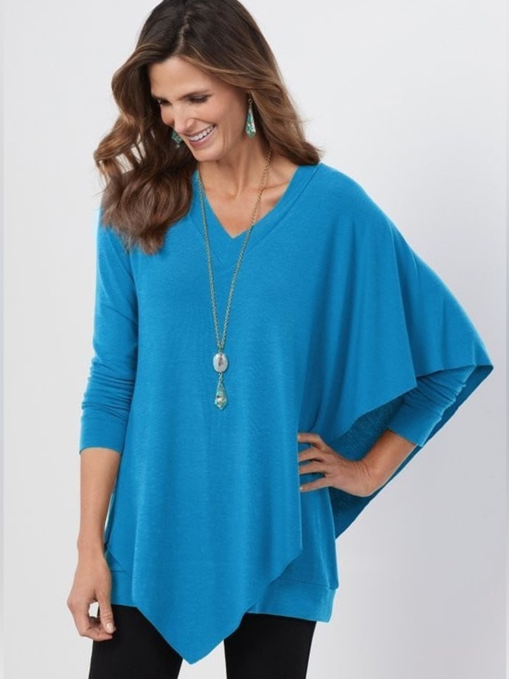 Soft Surroundings | Madeline Tunic Top in Mykonos Blue